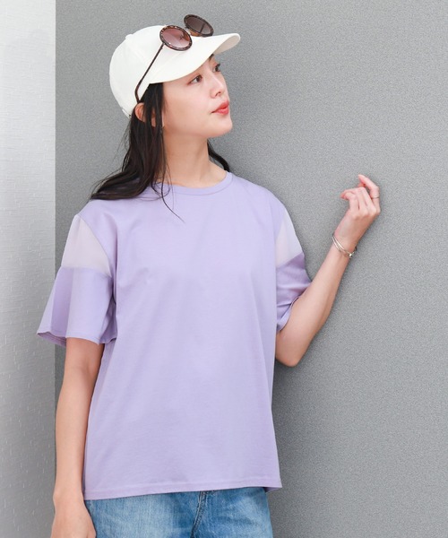 libelle more(リベル モア)の「〈接触冷感〉バイオシルケット袖切替えプルオーバー(Tシャツ/カットソー・レディース・オフホワイト/ネイビー/ラベンダー/ミント・M)」の20枚目の写真