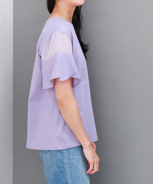 libelle more(リベル モア)の「〈接触冷感〉バイオシルケット袖切替えプルオーバー(Tシャツ/カットソー・レディース・オフホワイト/ネイビー/ラベンダー/ミント・M)」の22枚目の写真