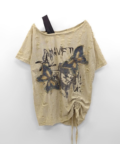 REMUR(レミュール)の「ワンショルダーバタフライ半袖Tシャツ(Tシャツ/カットソー・レディース・ベージュ/チャコールグレー/アイボリー・FREE)」の18枚目の写真