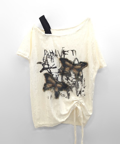 REMUR(レミュール)の「ワンショルダーバタフライ半袖Tシャツ(Tシャツ/カットソー・レディース・ベージュ/チャコールグレー/アイボリー・FREE)」の16枚目の写真