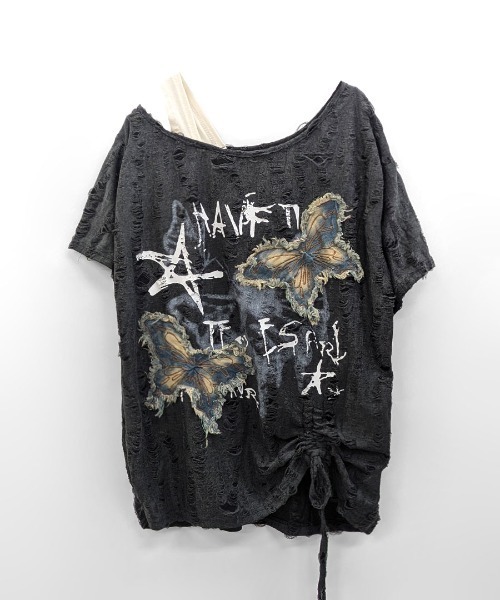 REMUR(レミュール)の「ワンショルダーバタフライ半袖Tシャツ(Tシャツ/カットソー・レディース・ベージュ/チャコールグレー/アイボリー・FREE)」の17枚目の写真