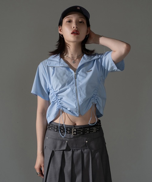 apres jour mignon(アプレジュールミニョン)の「シャーリングジップシャツ【ZOZOTOWN限定アイテム】(シャツ/ブラウス・レディース・ピンク/オフホワイト/チャコールグレー/ブルー・フリー/X-LARGE)」の13枚目の写真