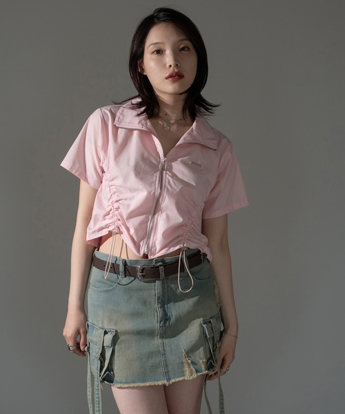 apres jour mignon(アプレジュールミニョン)の「シャーリングジップシャツ【ZOZOTOWN限定アイテム】(シャツ/ブラウス・レディース・ピンク/オフホワイト/チャコールグレー/ブルー・フリー/X-LARGE)」の16枚目の写真