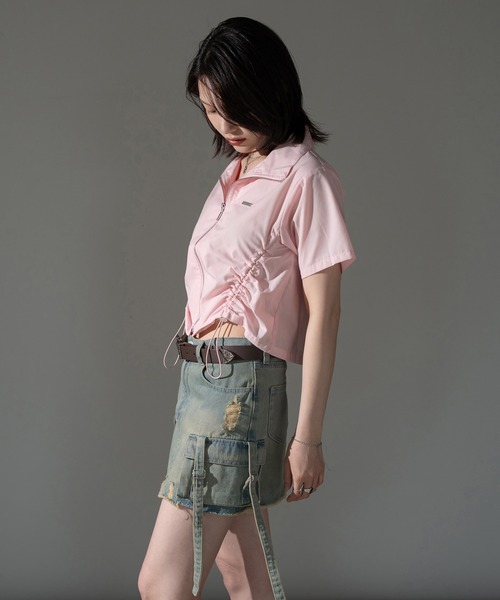 apres jour mignon(アプレジュールミニョン)の「シャーリングジップシャツ【ZOZOTOWN限定アイテム】(シャツ/ブラウス・レディース・ピンク/オフホワイト/チャコールグレー/ブルー・フリー/X-LARGE)」の17枚目の写真