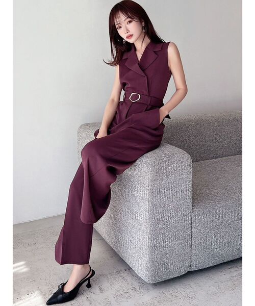 RESEXXY(リゼクシー)の「テーラーワイドコンビネゾン(つなぎ/オールインワン・レディース・アイボリー/ブラック/ワイン・SMALL/MEDIUM)」の6枚目の写真