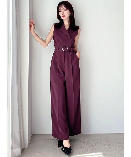 RESEXXY(リゼクシー)の「テーラーワイドコンビネゾン(つなぎ/オールインワン・レディース・アイボリー/ブラック/ワイン・SMALL/MEDIUM)」の9枚目の写真