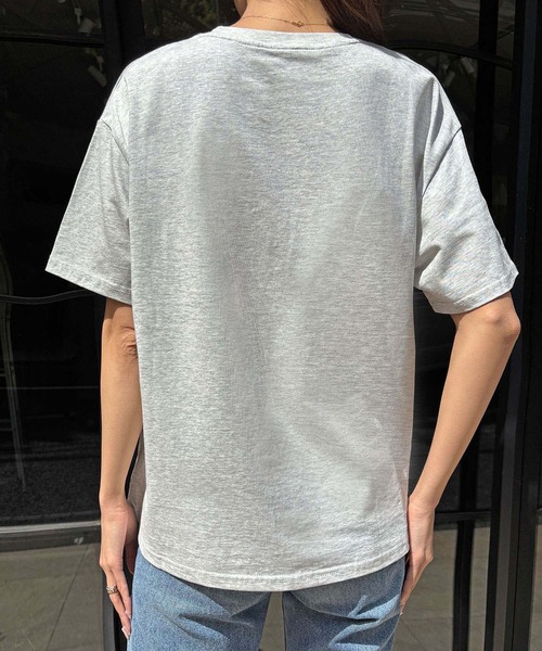 LOWO(ロワ)の「綿混フロントプリントTシャツ カットソー(Tシャツ/カットソー・レディース・ホワイト/ライトグレー/チャコールグレー・FREE)」の7枚目の写真