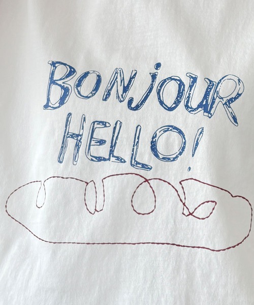 LOWO(ロワ)の「綿混フロントプリントTシャツ カットソー(Tシャツ/カットソー・レディース・ホワイト/ライトグレー/チャコールグレー・FREE)」の12枚目の写真