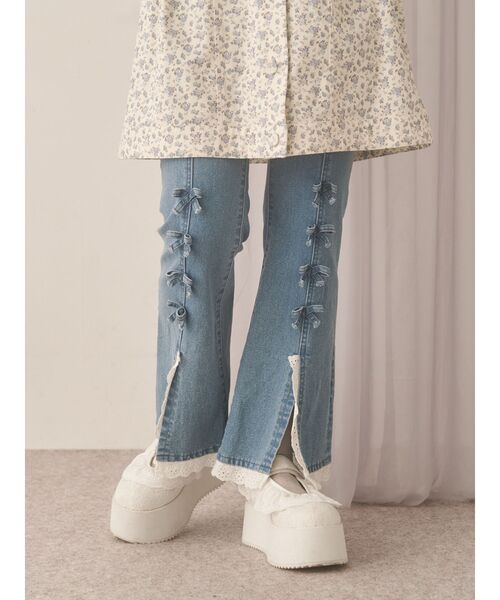 メリージェニー frill ribbon デニムパンツ ライトブルー メリージェニー frill ribbon デニムパンツ ライトブルー