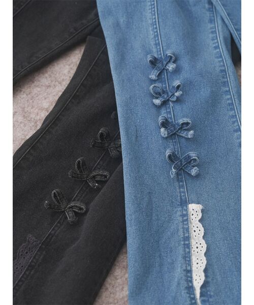 セール】ribbonスリムフレアデニムパンツ（デニムパンツ