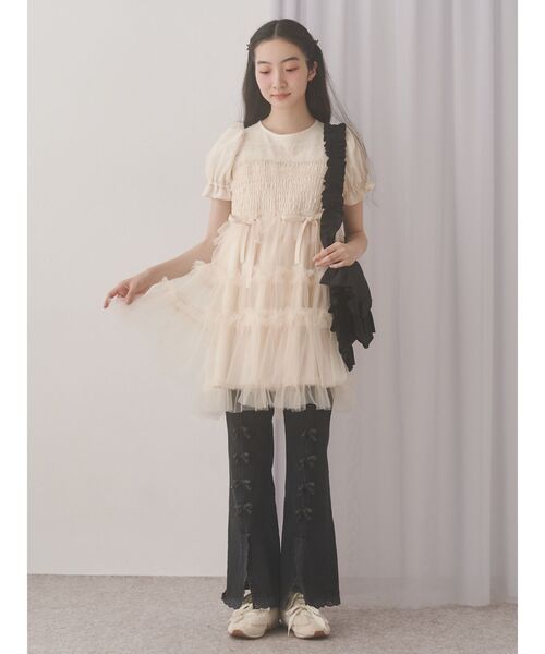 ribbonスリムフレアデニムパンツ（デニムパンツ）｜merry jenny