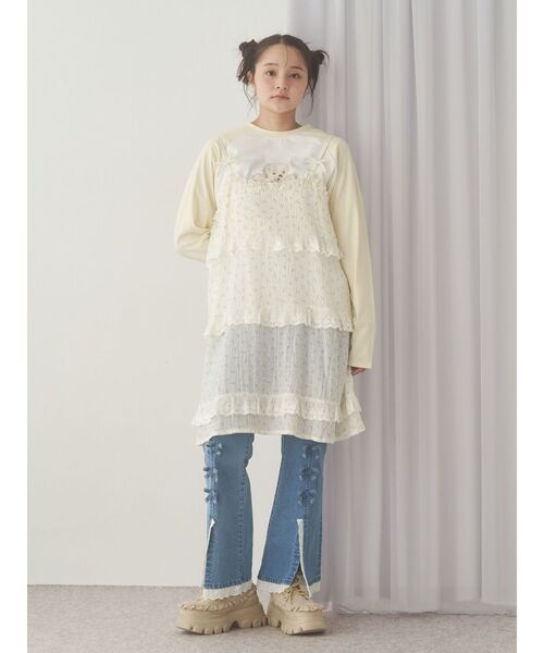 セール】ribbonスリムフレアデニムパンツ（デニムパンツ