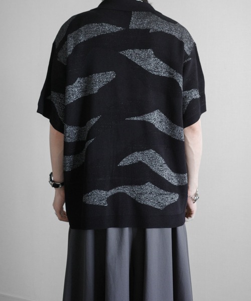KUUUPY（クーピー）の「Nuance Lame Skipper Knit Polo - ニュアンス ラメ スキッパーニットポロ（ポロシャツ・メンズ・ブルー/ブラック・SMALL/MEDIUM/LARGE）」の7枚目の写真