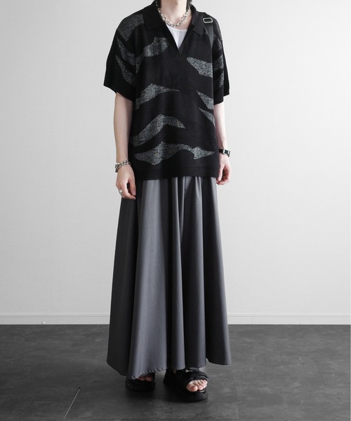 KUUUPY（クーピー）の「Nuance Lame Skipper Knit Polo - ニュアンス ラメ スキッパーニットポロ（ポロシャツ・メンズ・ブルー/ブラック・SMALL/MEDIUM/LARGE）」の21枚目の写真