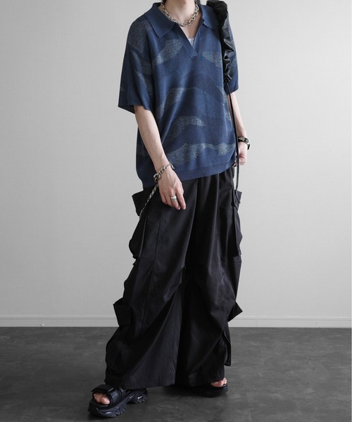 KUUUPY（クーピー）の「Nuance Lame Skipper Knit Polo - ニュアンス ラメ スキッパーニットポロ（ポロシャツ・メンズ・ブルー/ブラック・SMALL/MEDIUM/LARGE）」の22枚目の写真