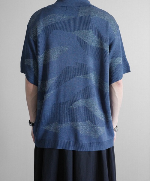 KUUUPY（クーピー）の「Nuance Lame Skipper Knit Polo - ニュアンス ラメ スキッパーニットポロ（ポロシャツ・メンズ・ブルー/ブラック・SMALL/MEDIUM/LARGE）」の14枚目の写真
