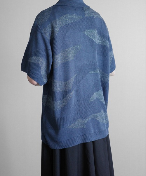 KUUUPY（クーピー）の「Nuance Lame Skipper Knit Polo - ニュアンス ラメ スキッパーニットポロ（ポロシャツ・メンズ・ブルー/ブラック・SMALL/MEDIUM/LARGE）」の13枚目の写真