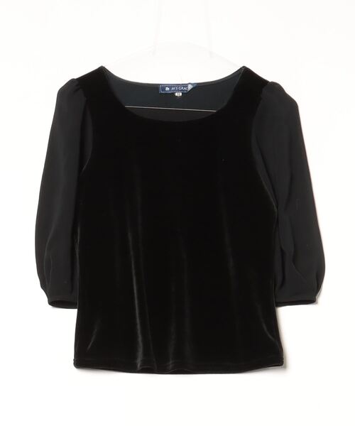 エムズグレイシー M'S GRACY トップス 七分袖カットソー サイズ40 M 白×黒×