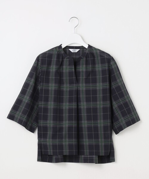 J.PRESS(ジェイプレス)の「【WEB限定カラーあり・洗える】SOFT SHEER チェック キーネック ブラウス(シャツ/ブラウス・レディース・ブラウン系3/ネイビー系3/グレー系3・T15/T13)」の10枚目の写真