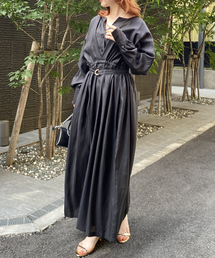 Rouge vif | ヴィンテージキュプラウエストマークワンピース(ワンピース)