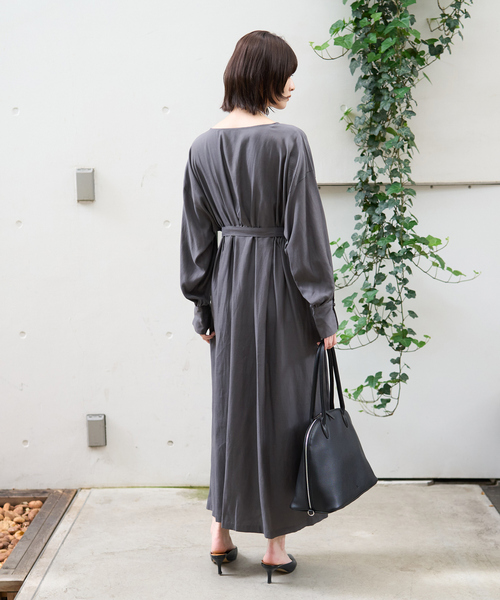 Rouge vif（ルージュヴィフ）の「ヴィンテージキュプラウエストマークワンピース（ワンピース・レディース・ブラック/チャコールグレー・36/38）」の7枚目の写真