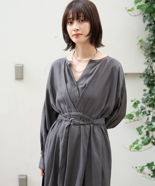 Rouge vif（ルージュヴィフ）の「ヴィンテージキュプラウエストマークワンピース（ワンピース・レディース・ブラック/チャコールグレー・36/38）」の14枚目の写真