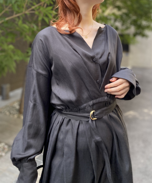 Rouge vif（ルージュヴィフ）の「ヴィンテージキュプラウエストマークワンピース（ワンピース・レディース・ブラック/チャコールグレー・36/38）」の17枚目の写真