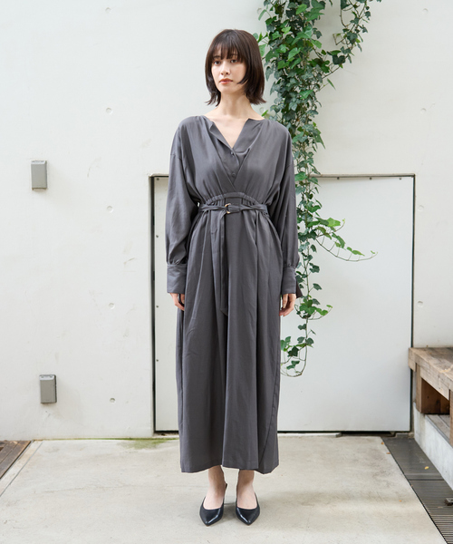 Rouge vif（ルージュヴィフ）の「ヴィンテージキュプラウエストマークワンピース（ワンピース・レディース・ブラック/チャコールグレー・36/38）」の19枚目の写真