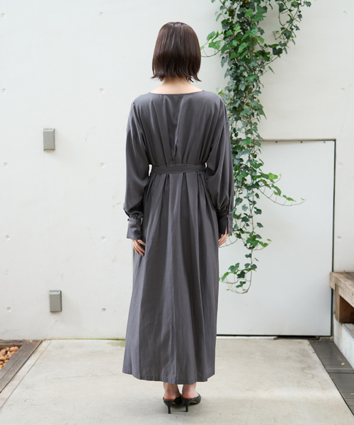 Rouge vif（ルージュヴィフ）の「ヴィンテージキュプラウエストマークワンピース（ワンピース・レディース・ブラック/チャコールグレー・36/38）」の21枚目の写真