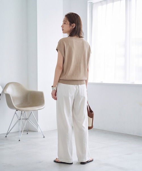 STYLE DELI(スタイルデリ)の「サラッと涼しい薄手なVネックニットトップス(ニット/セーター・レディース・ベージュ/ピンク/ブラック・FREE)」の8枚目の写真