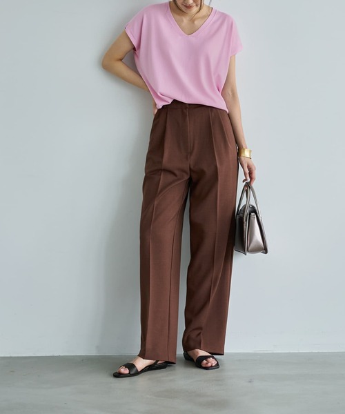 STYLE DELI(スタイルデリ)の「サラッと涼しい薄手なVネックニットトップス(ニット/セーター・レディース・ベージュ/ピンク/ブラック・FREE)」の10枚目の写真