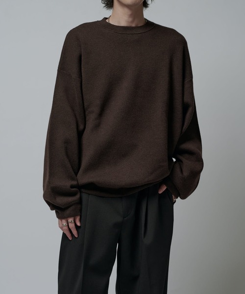 Lui's（ルイス）の「ウォッシャブルモダンBASICクルーネックニット（ニット/セーター・メンズ・ブラック/チャコールグレー/ブラウン/ホワイト・M/S）」の4枚目の写真