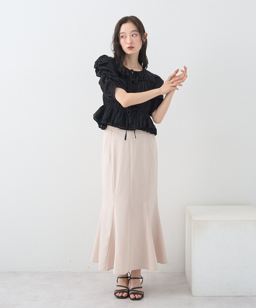 earth music&ecology（アースミュージックアンドエコロジー）の「【前後2WAY】レースティアードシャーリングブラウス（シャツ/ブラウス・レディース・ブラック/ブラウン/ドット/オフホワイト・FREE）」の18枚目の写真