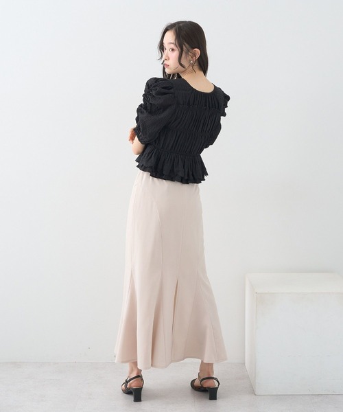 earth music&ecology（アースミュージックアンドエコロジー）の「【前後2WAY】レースティアードシャーリングブラウス（シャツ/ブラウス・レディース・ブラック/ブラウン/ドット/オフホワイト・FREE）」の20枚目の写真