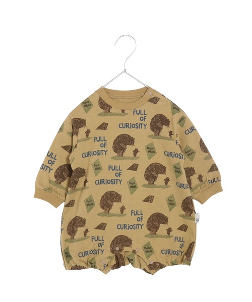 MAKE YOUR DAY（メイクユアデイ）の「くまの親子総柄長袖ロンパス（ロンパース・キッズ・ベージュ/イエロー・80/70）」の2枚目の写真