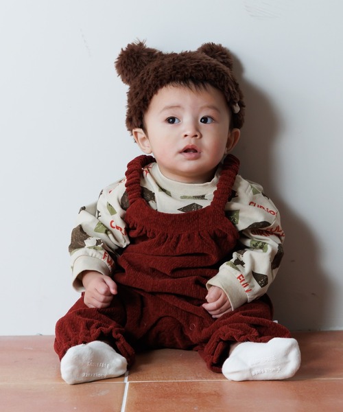 MAKE YOUR DAY（メイクユアデイ）の「くまの親子総柄長袖ロンパス（ロンパース・キッズ・ベージュ/イエロー・80/70）」の5枚目の写真