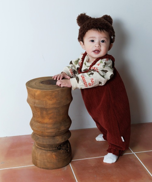 MAKE YOUR DAY（メイクユアデイ）の「くまの親子総柄長袖ロンパス（ロンパース・キッズ・ベージュ/イエロー・80/70）」の6枚目の写真