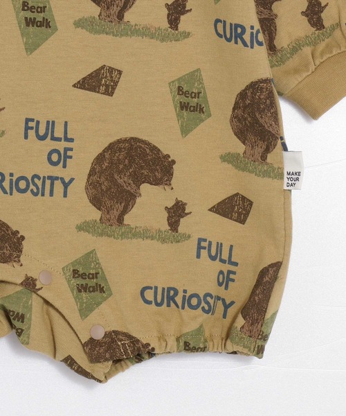 MAKE YOUR DAY（メイクユアデイ）の「くまの親子総柄長袖ロンパス（ロンパース・キッズ・ベージュ/イエロー・80/70）」の12枚目の写真