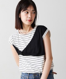 リボンモチーフボーダーTシャツ