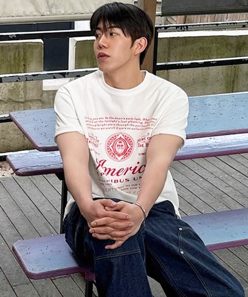 NOWLE американ‑флаг модный футболка‑мод Half sleeve T‑shirt