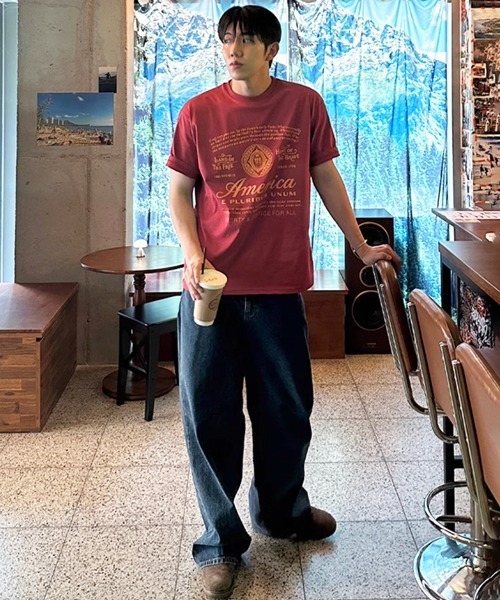 NOWLE(ノウル)の「【NOWLE】アメリカンフラッグ モチーフ 半袖 Tシャツ(Tシャツ/カットソー・メンズ・ホワイト/ワインレッド/ブラック・MEDIUM/LARGE/X-LARGE)」の4枚目の写真