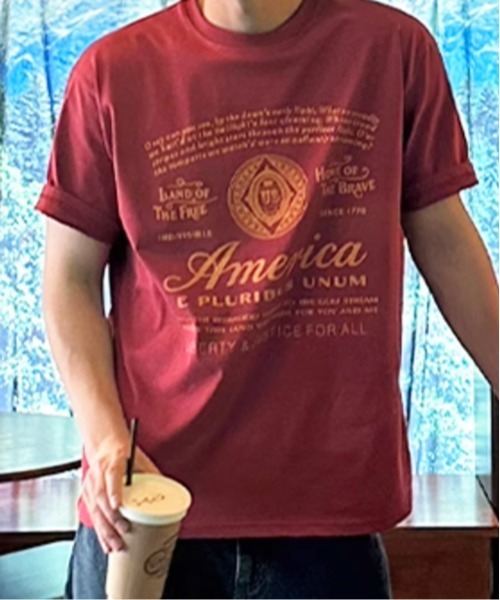 NOWLE(ノウル)の「【NOWLE】アメリカンフラッグ モチーフ 半袖 Tシャツ(Tシャツ/カットソー・メンズ・ホワイト/ワインレッド/ブラック・MEDIUM/LARGE/X-LARGE)」の6枚目の写真