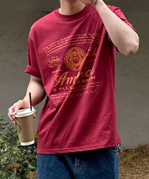 NOWLE(ノウル)の「【NOWLE】アメリカンフラッグ モチーフ 半袖 Tシャツ(Tシャツ/カットソー・メンズ・ホワイト/ワインレッド/ブラック・MEDIUM/LARGE/X-LARGE)」の7枚目の写真