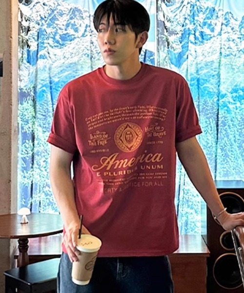 NOWLE(ノウル)の「【NOWLE】アメリカンフラッグ モチーフ 半袖 Tシャツ(Tシャツ/カットソー・メンズ・ホワイト/ワインレッド/ブラック・MEDIUM/LARGE/X-LARGE)」の8枚目の写真