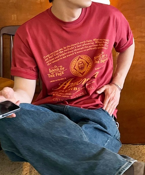 NOWLE(ノウル)の「【NOWLE】アメリカンフラッグ モチーフ 半袖 Tシャツ(Tシャツ/カットソー・メンズ・ホワイト/ワインレッド/ブラック・MEDIUM/LARGE/X-LARGE)」の10枚目の写真