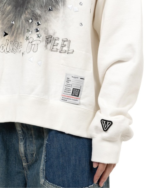 Maison MIHARA YASUHIRO（メゾンミハラヤスヒロ）の「Cat Printed Embellished Distressed Sweatshirt（スウェット・レディース・ホワイト/ブラック・38/36/40）」の5枚目の写真