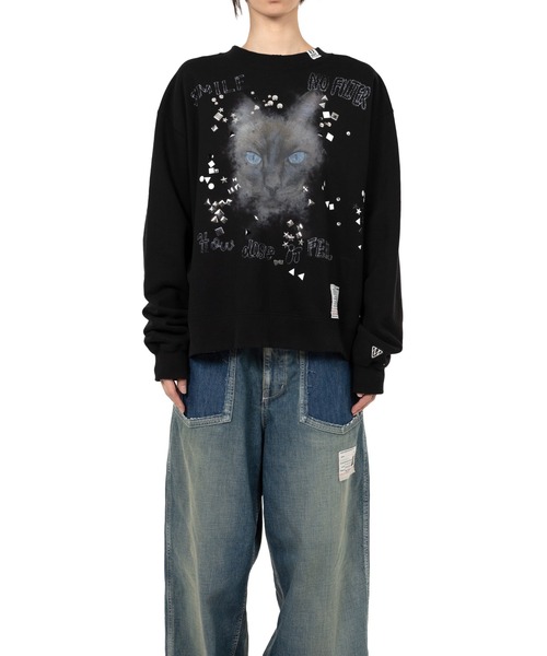 Maison MIHARA YASUHIRO（メゾンミハラヤスヒロ）の「Cat Printed Embellished Distressed Sweatshirt（スウェット・レディース・ホワイト/ブラック・38/36/40）」の7枚目の写真