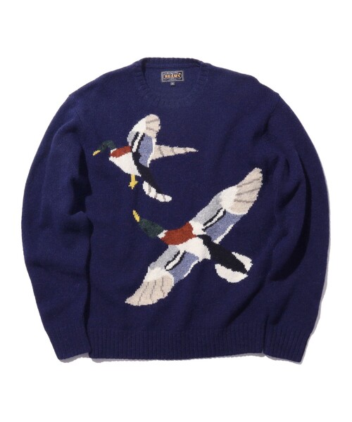 BEAMS PLUS（ビームスプラス）の「インターシャ クルーネック ニット（ニット/セーター・メンズ・ネイビー/ベージュ・XL/L/M/S）」の6枚目の写真