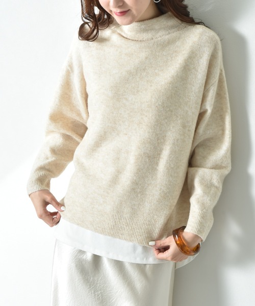 INTERPLANET(インタープラネット)の「7Gキャメル混ハイネックプルオーバー(ニット/セーター・レディース・マスタード/キャメル/ベージュ・MEDIUM/LARGE)」の2枚目の写真