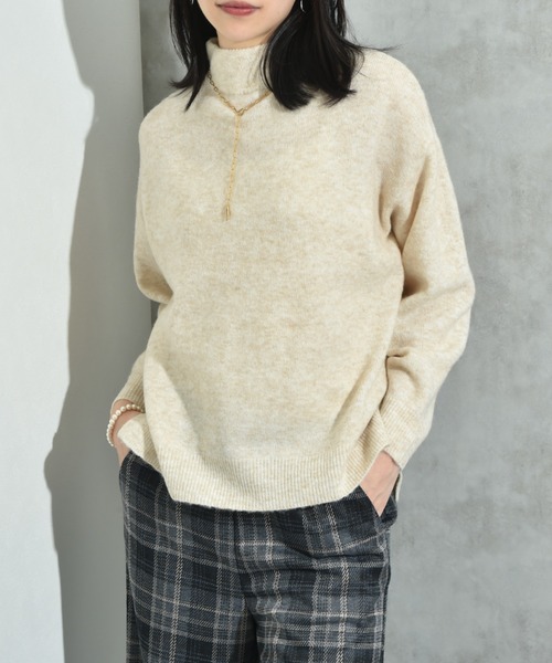 INTERPLANET(インタープラネット)の「7Gキャメル混ハイネックプルオーバー(ニット/セーター・レディース・マスタード/キャメル/ベージュ・MEDIUM/LARGE)」の9枚目の写真